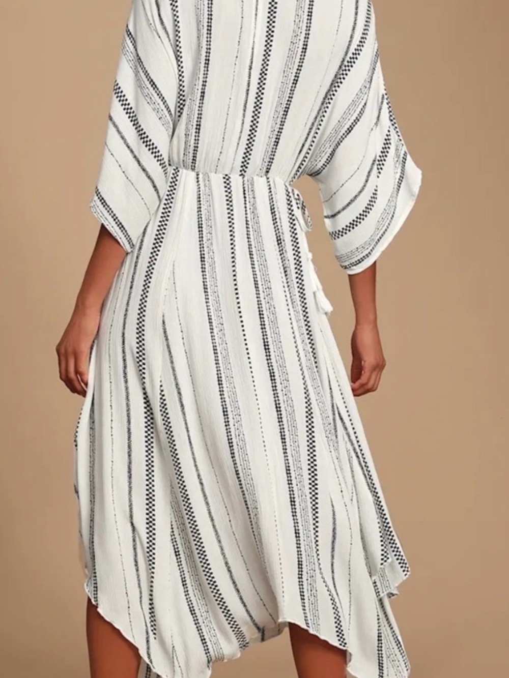 Lulus Augas Santas Black and White Striped Boho Mid-Maxi Dress NWT - Picture 2 of 5